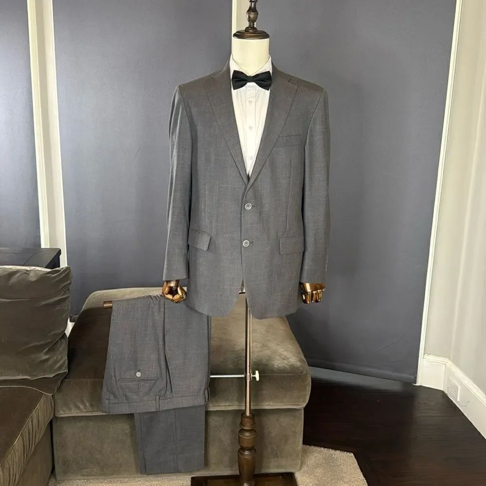 Men’s Hart Schaffer Marx Gray 2 Piece Dress Suit 43R Jacket 36 Pants Made in USA
